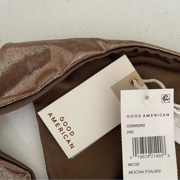 NWT Good American Better Bikini Reversible Foil Metallic Moca Swim Bottom SM - Picture 4 of 6